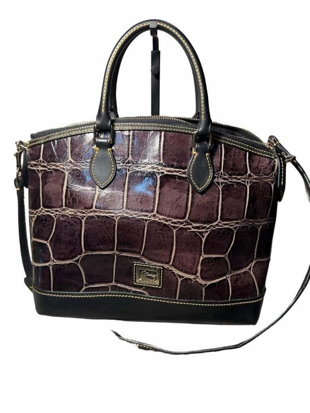 LUP 11 Dooney & Bourke Croco Embossed Leather Satchel Bag